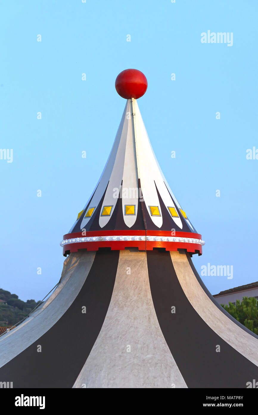 Circus Tent Marquee With Red Ball at Top Stock Photo