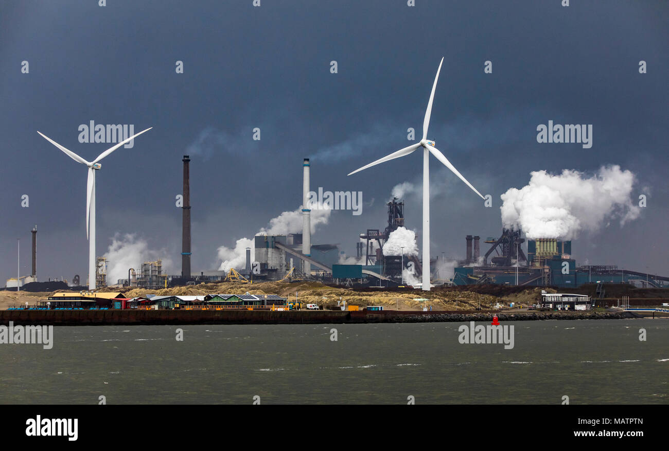 The Tata Steel steelworks in IJmuiden, Velsen, North Holland, Netherlands,  largest industrial area in the Netherlands, 2 blast furnaces, 2 coking plan  Stock Photo - Alamy