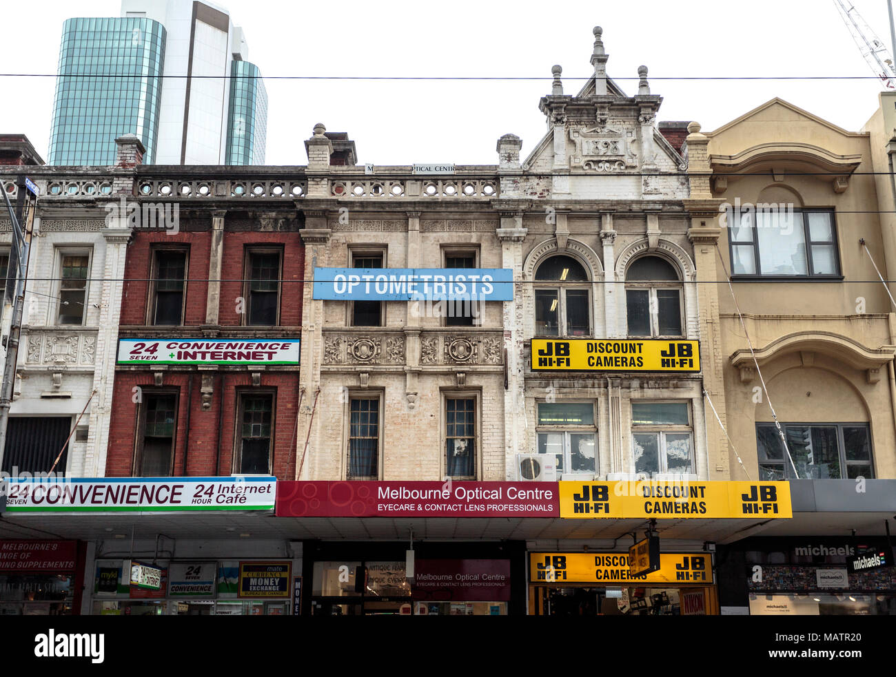 Old buildings from the end of the nineteenth century with retail shops ...