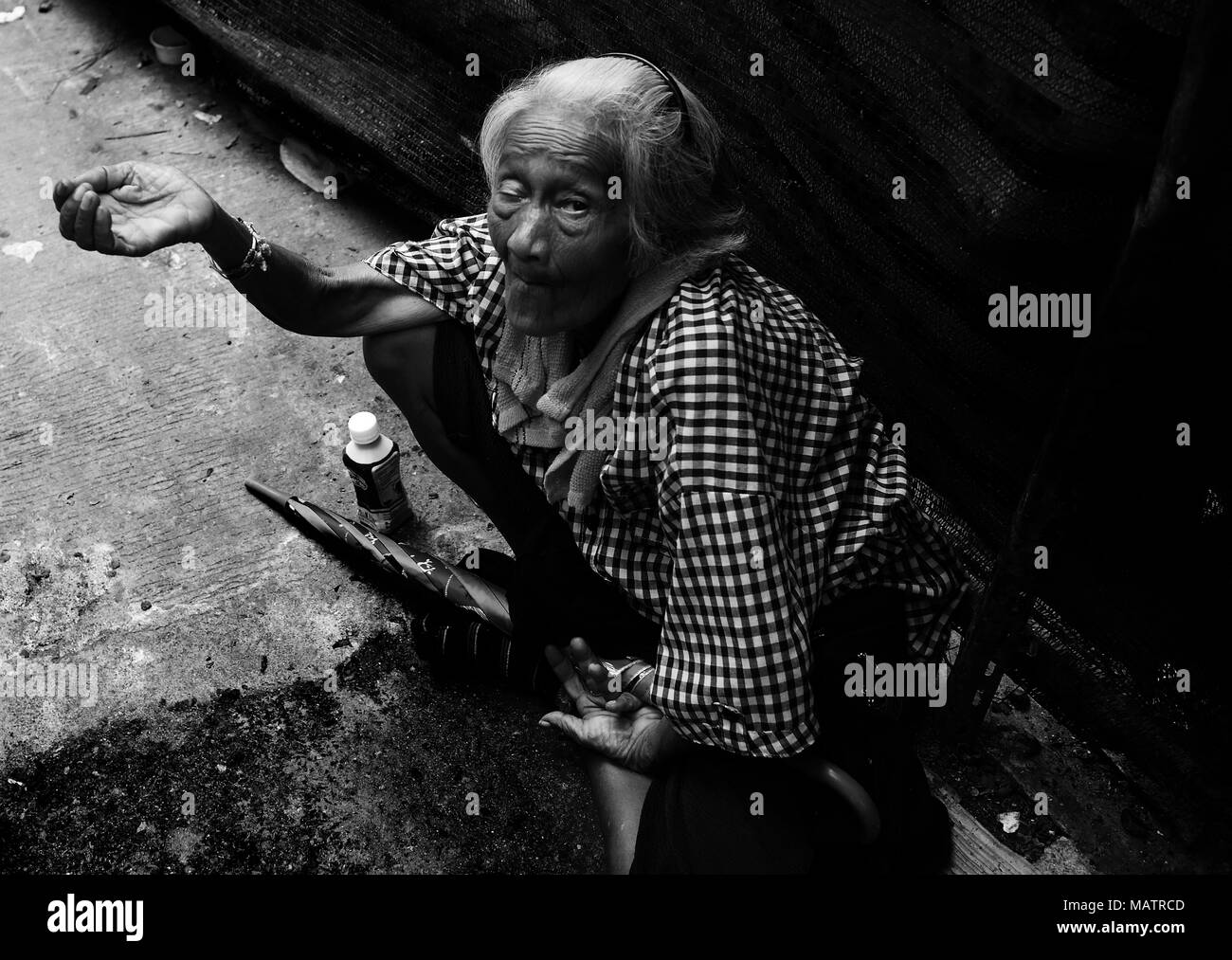 Beggar, Chinatown, Bangkok Stock Photo