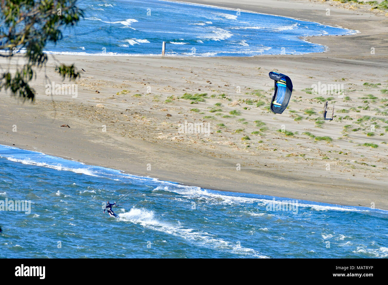 A Kite Surfer at Lawson's Landing Marina Stock Photo Alamy