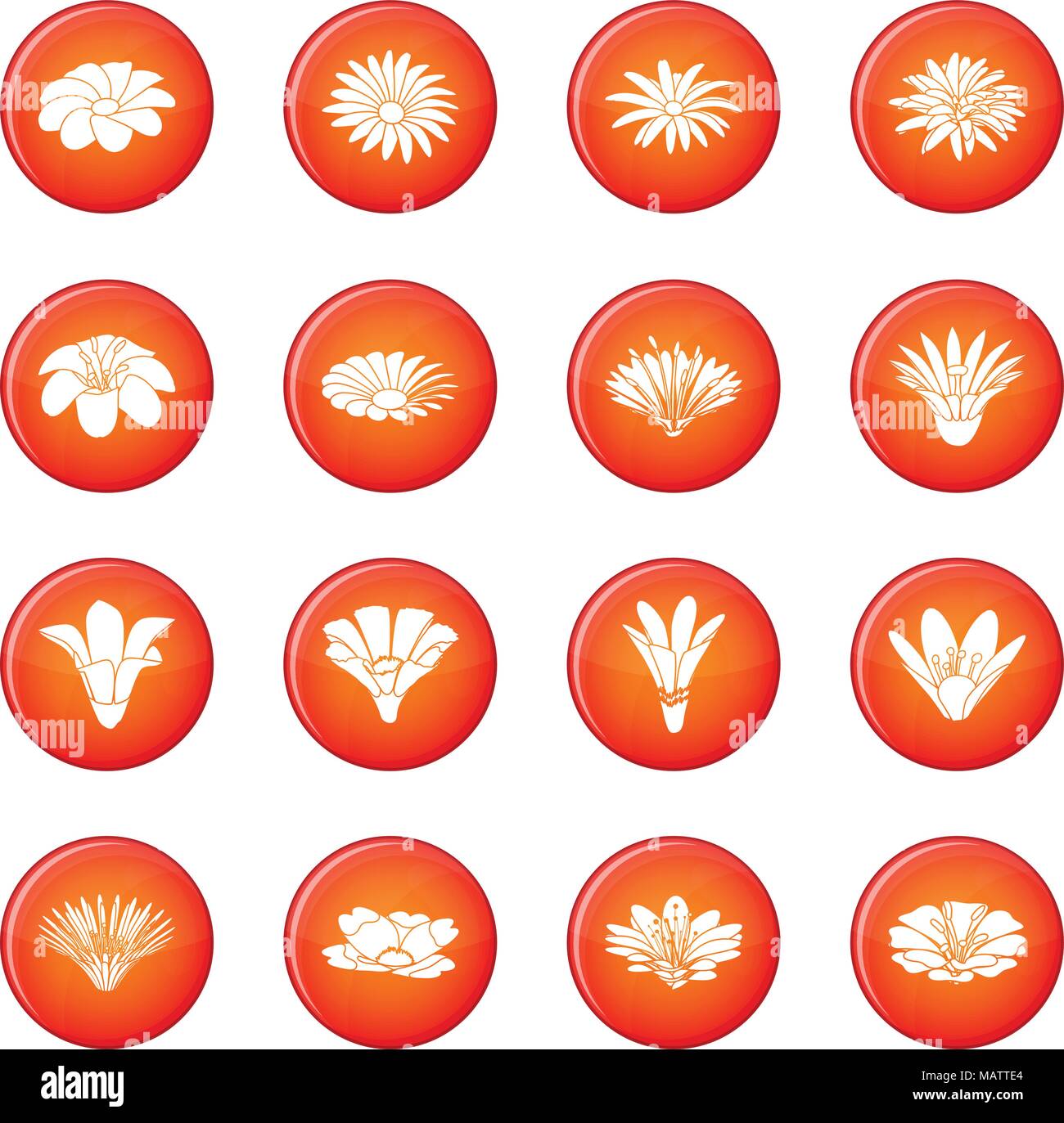 Detailed flower icons set red vector Stock Vector Image & Art - Alamy