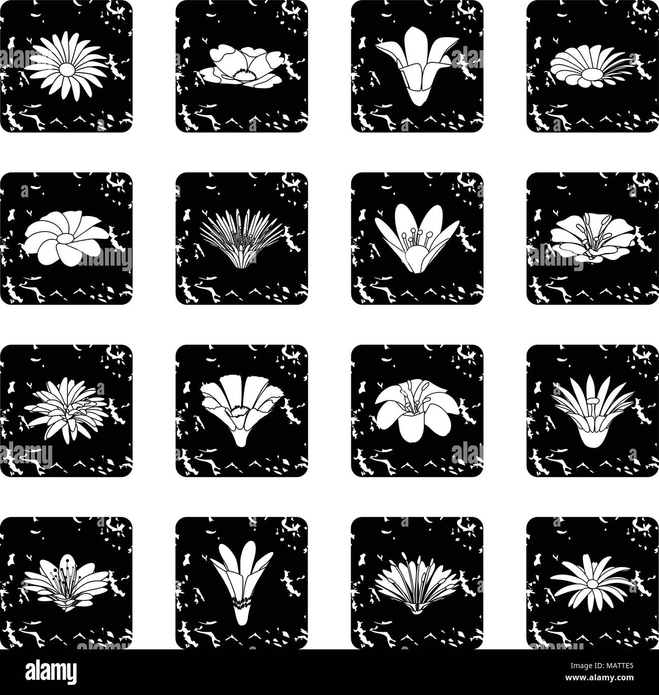Detailed flower icons set grunge vector Stock Vector Image & Art - Alamy