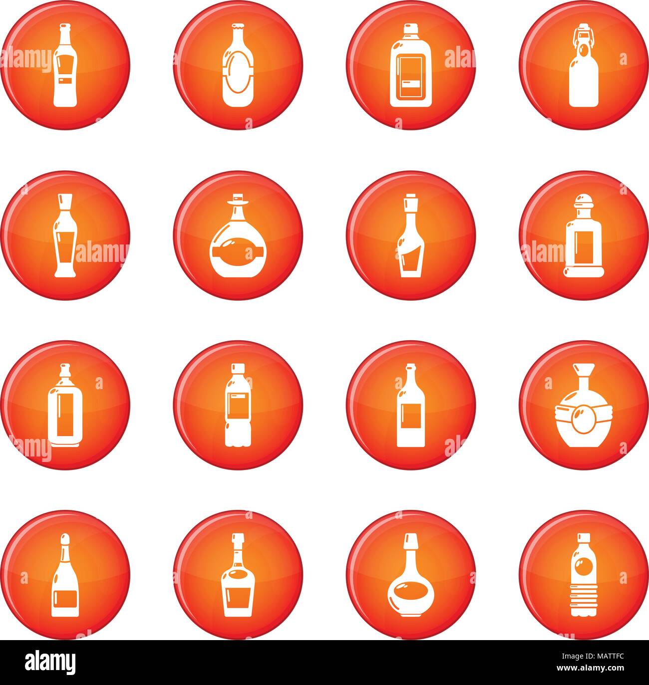 Bottles icons set red vector Stock Vector