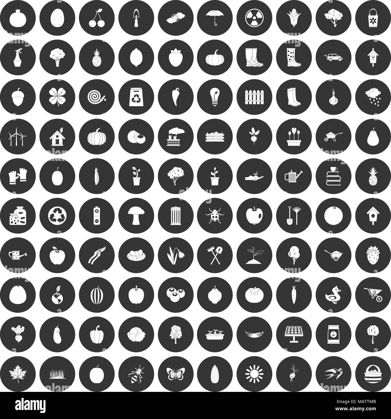 100 garden icons set black circle Stock Vector Image & Art - Alamy