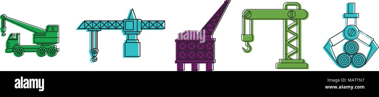 Crane icon set, color outline style Stock Vector Image & Art - Alamy