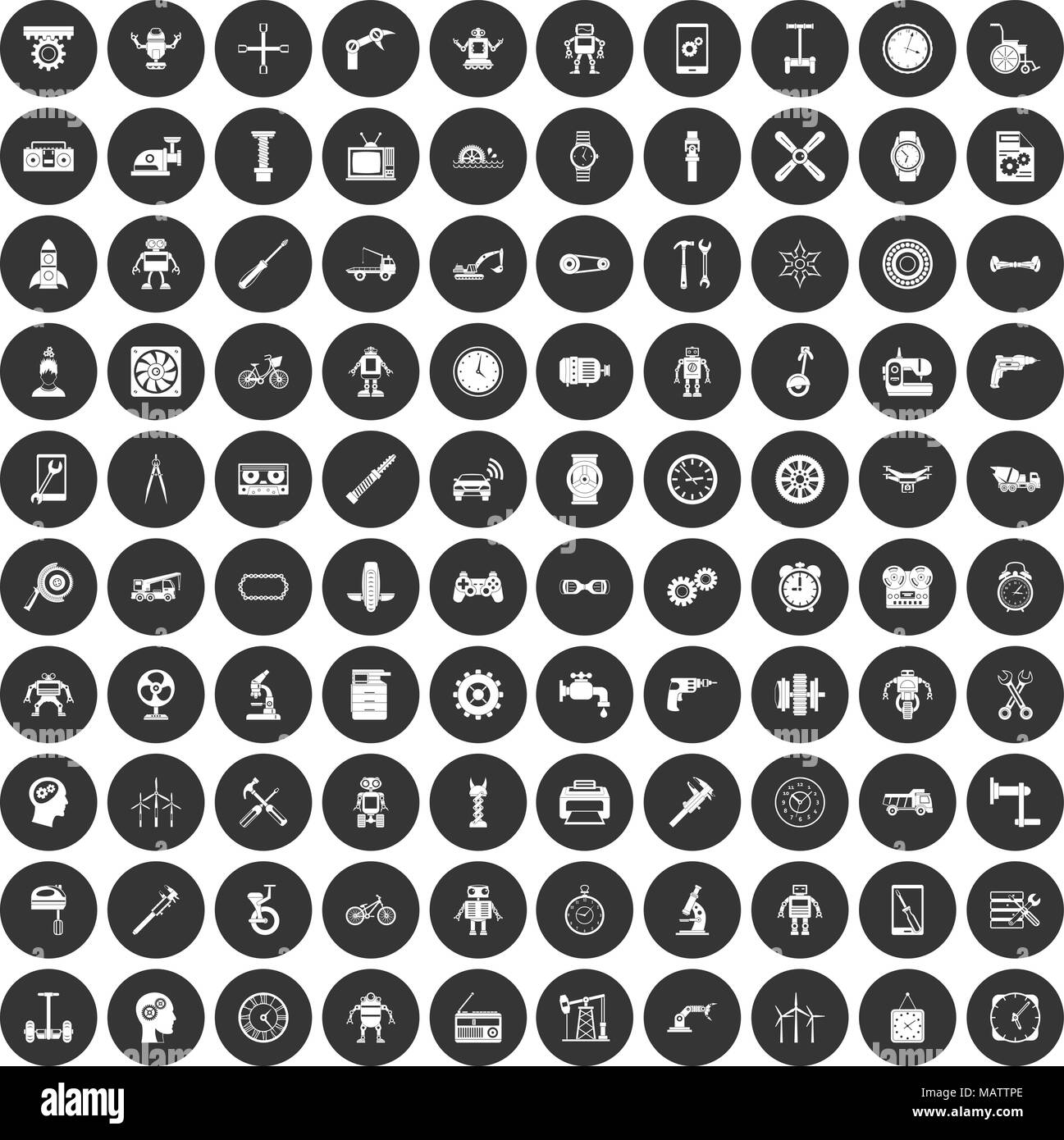 100 gear icons set black circle Stock Vector Image & Art - Alamy