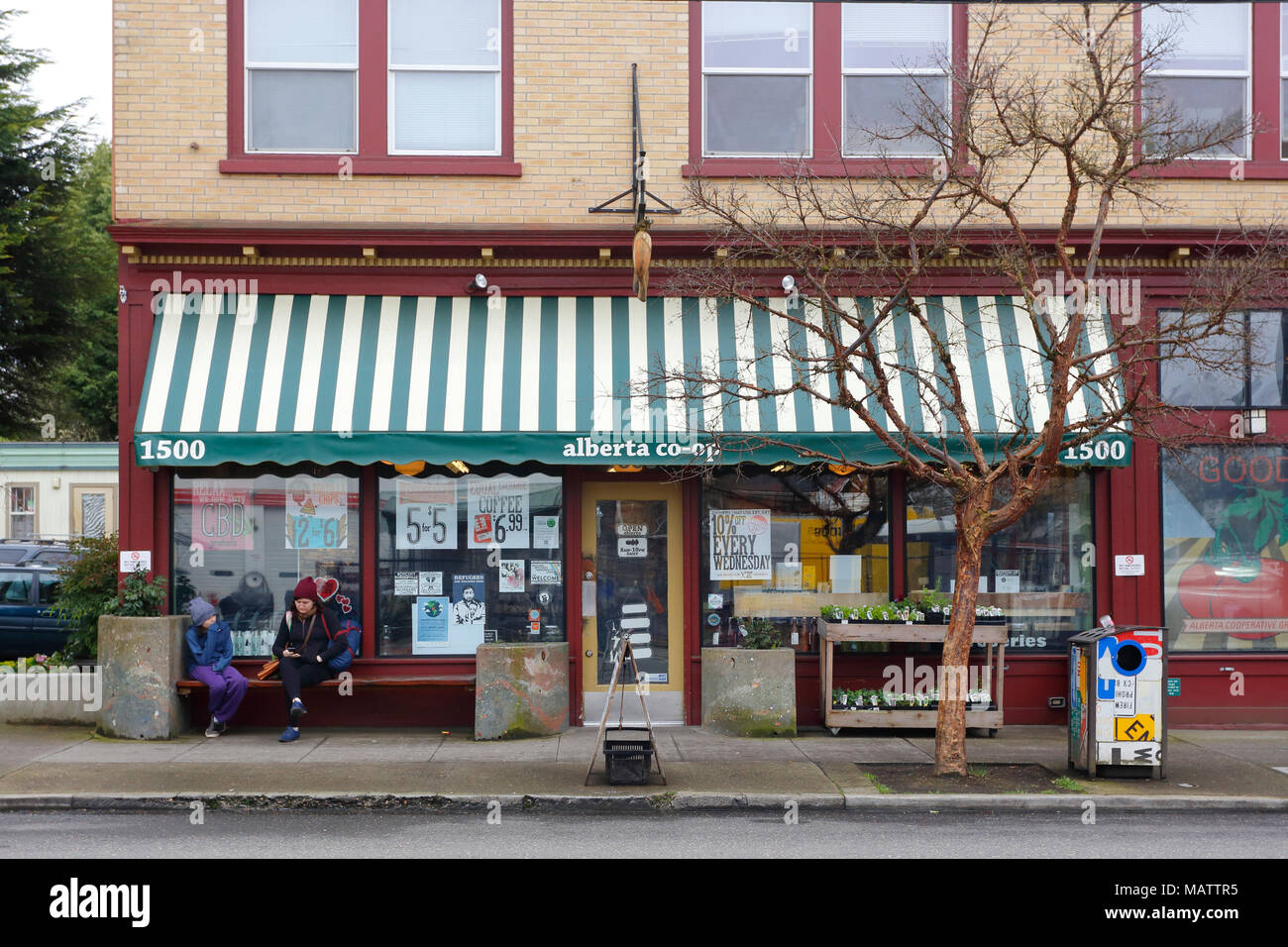 Alberta Co-op Grocery, 1500 NE Alberta St, Portland, OR. exterior storefront of a food coop, cooperative. Stock Photo