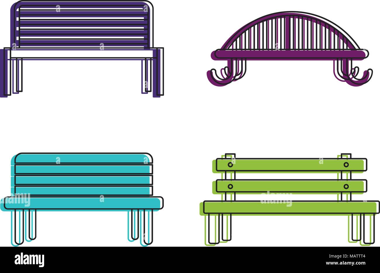 Bench icon set, color outline style Stock Vector Image & Art - Alamy