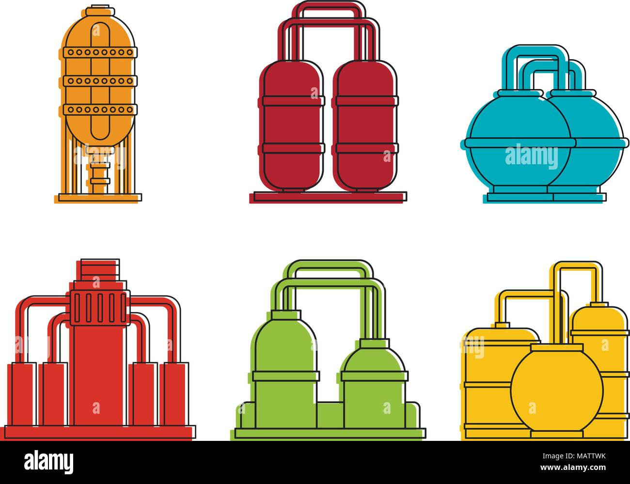 Factory reserve icon set, color outline style Stock Vector Image & Art ...