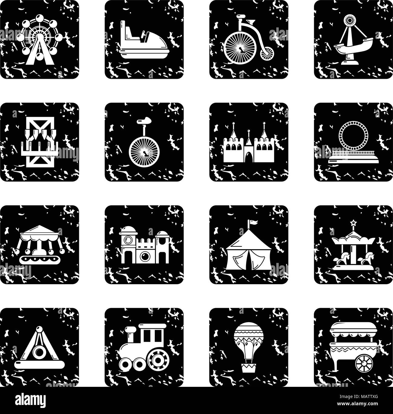 Amusement park icons set grunge vector Stock Vector Image & Art - Alamy