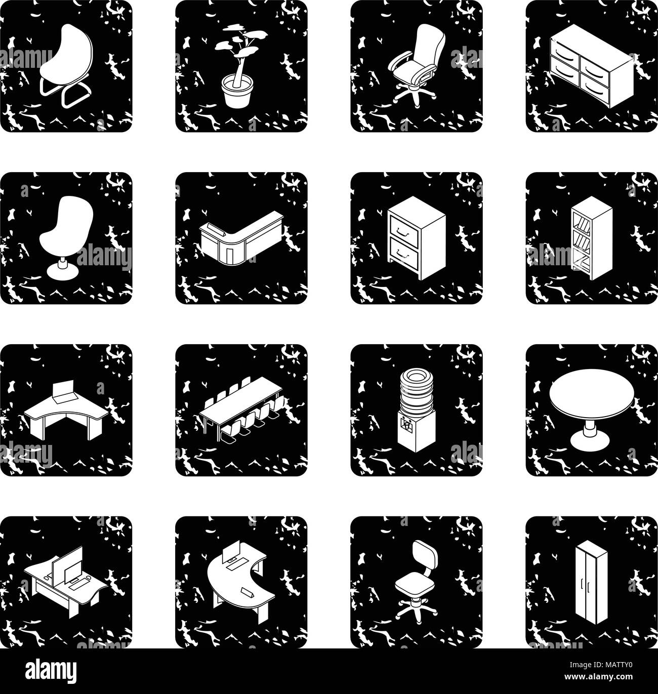 Office furniture icons set grunge vector Stock Vector Image & Art - Alamy