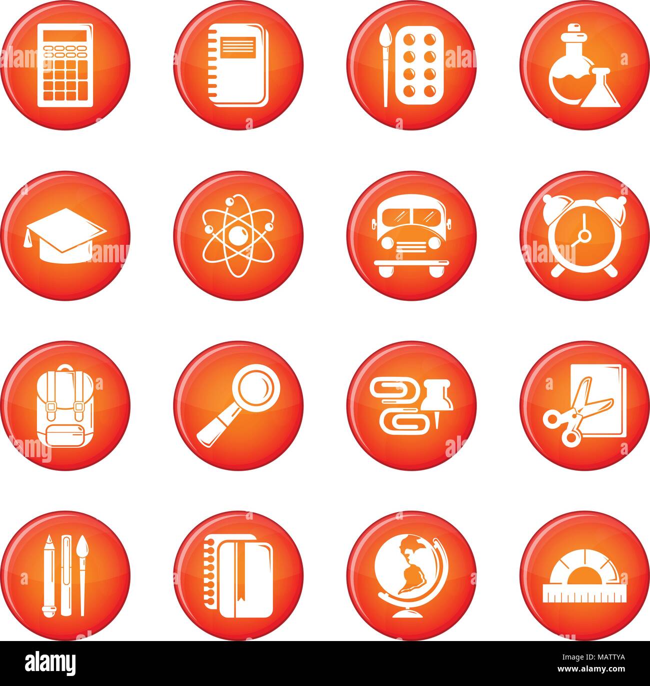 School education icons set red vector Stock Vector Image & Art - Alamy