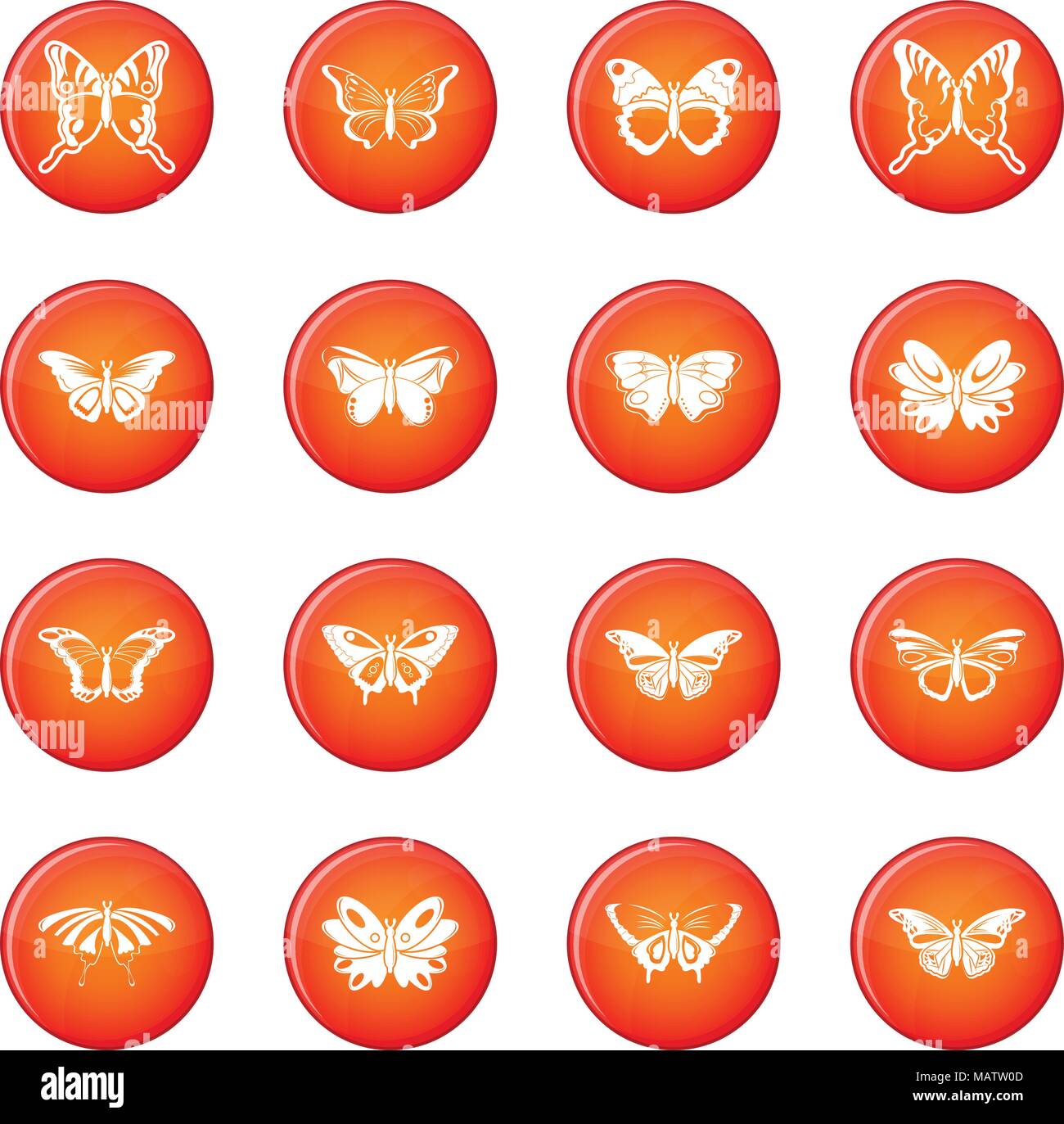 Butterfly collection icons set red vector Stock Vector Image & Art - Alamy