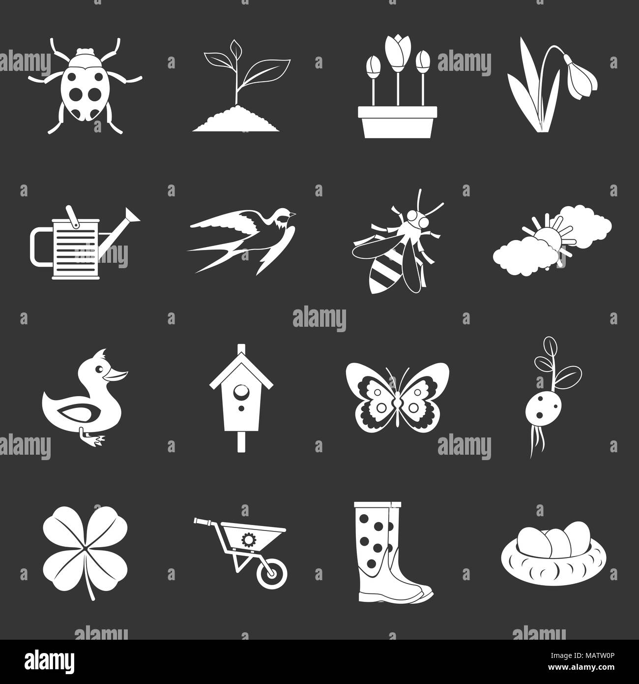 Spring icons set grey vector Stock Vector Image & Art - Alamy