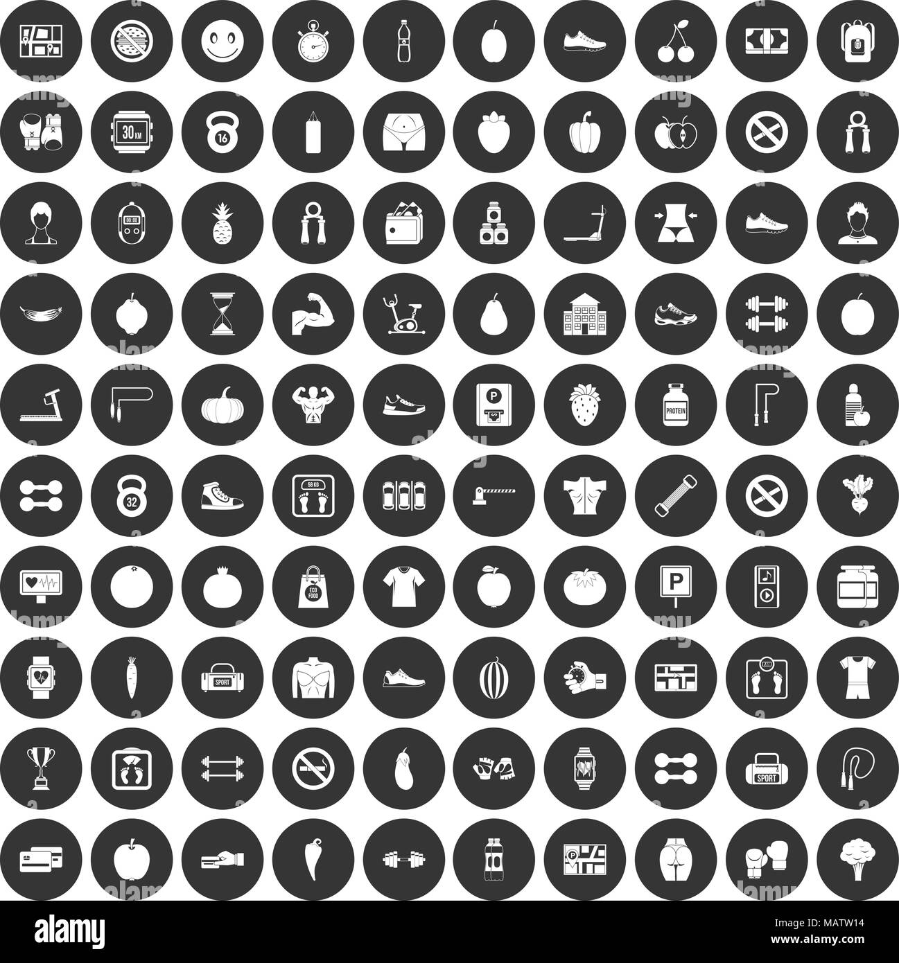 100 gym icons set black circle Stock Vector Image & Art - Alamy