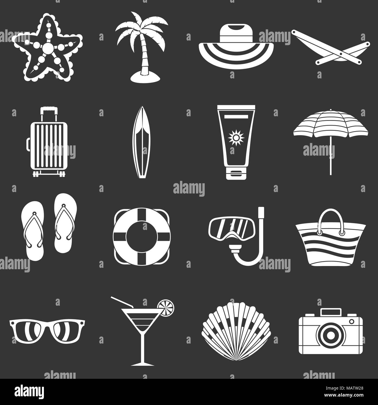 Summer rest icons set grey vector Stock Vector Image & Art - Alamy