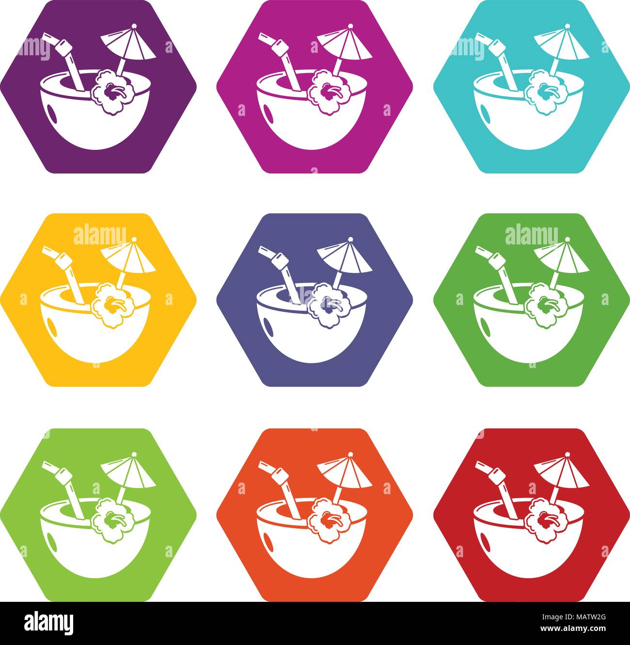 Coconut cocktail icons set 9 vector Stock Vector Image & Art - Alamy
