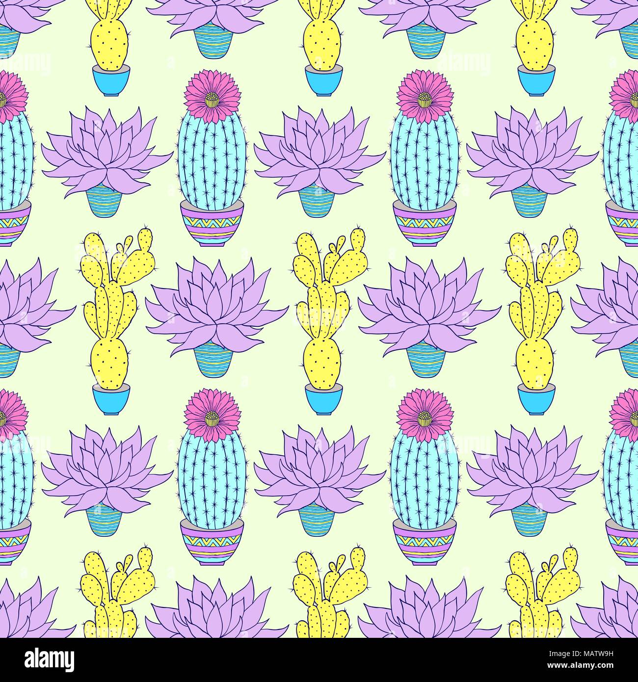 pattern with cactuses Stock Vector Image & Art - Alamy
