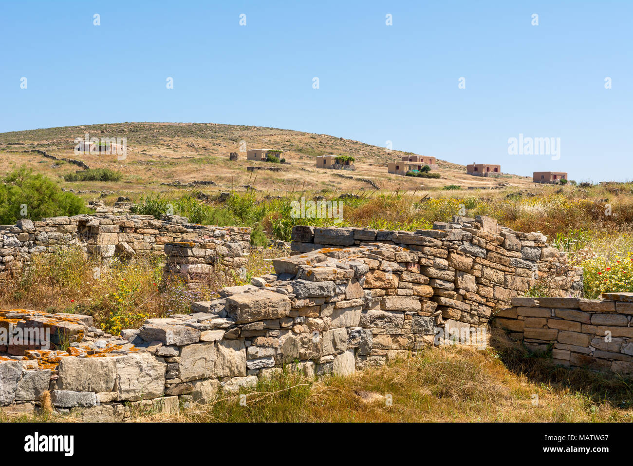 Ancient ruins on Delos island, the most big archaeological site of ...