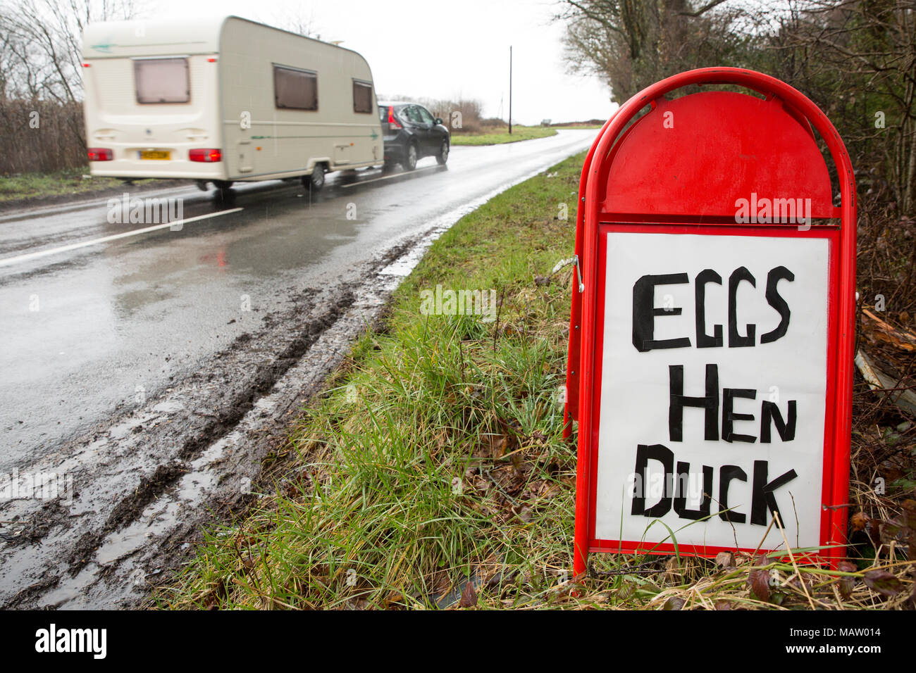 Sign selling hen and duck eggs, Dorset UK Stock Photo Alamy