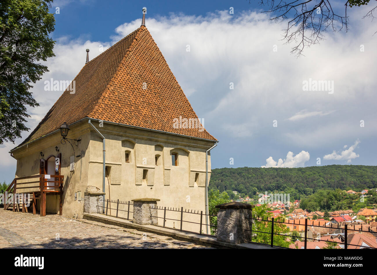 Historic ironsmith tower in the citadel of Sighisoara, Romania Stock ...