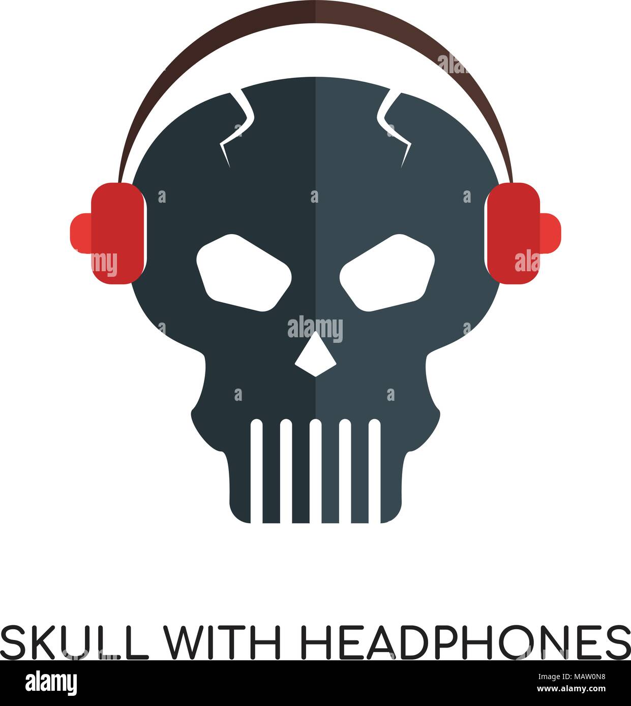 skull with headphone logo isolated on white background for your web