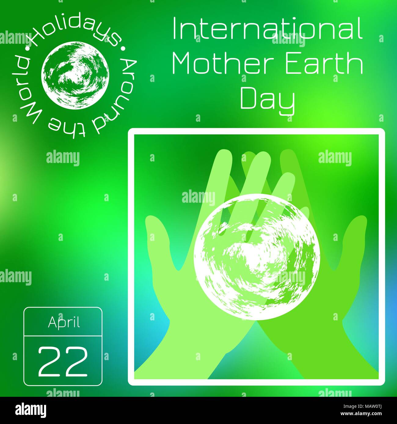 Calendar. Holidays Around the World. Event of each day. Green blur