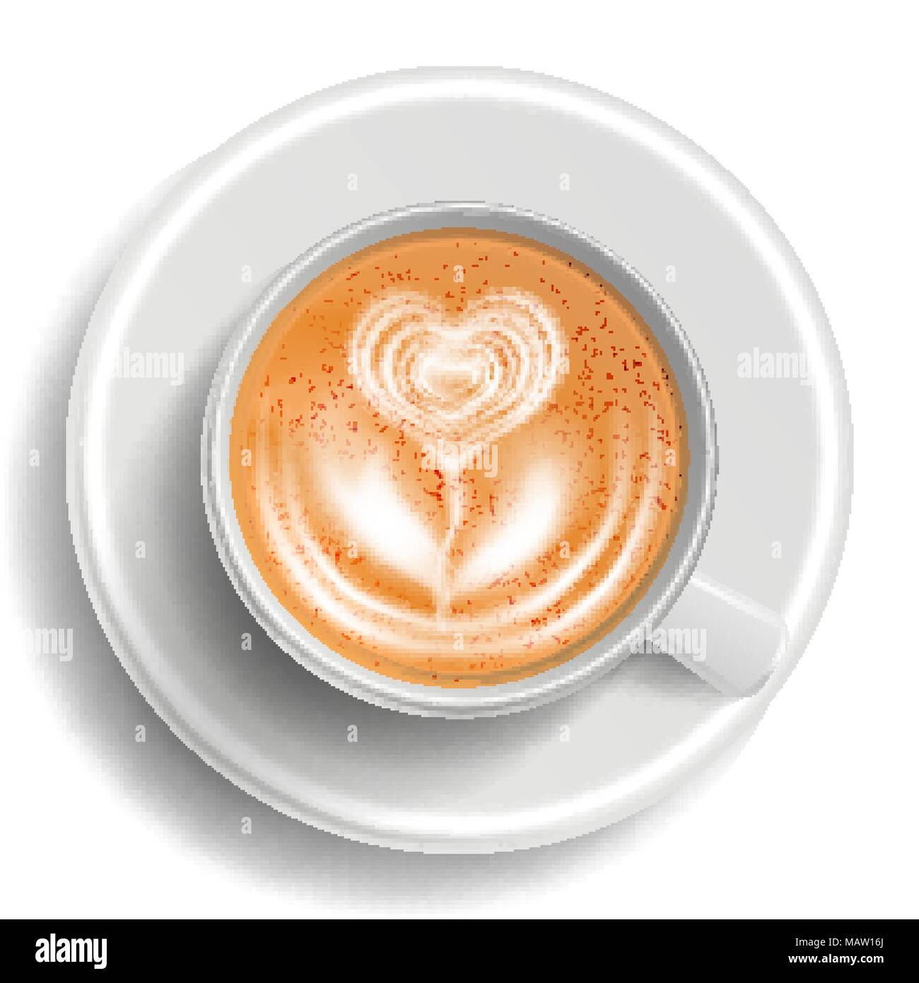 Coffee Art Cup Vector. Top View. Hot Cappuccino Coffee. Milk, Espresso.  Fast Food Cup Beverage. White Mug. Realistic Isolated Illustration Stock  Vector Image & Art - Alamy