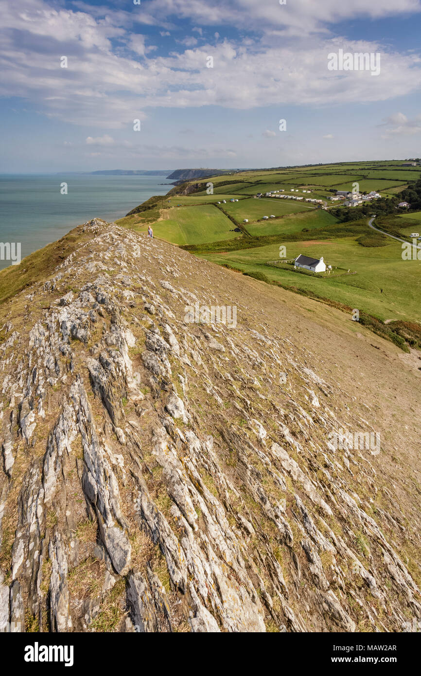 Views of Mwnt Church and the surrounding scenery, Ceredigion, Wales UK Stock Photo