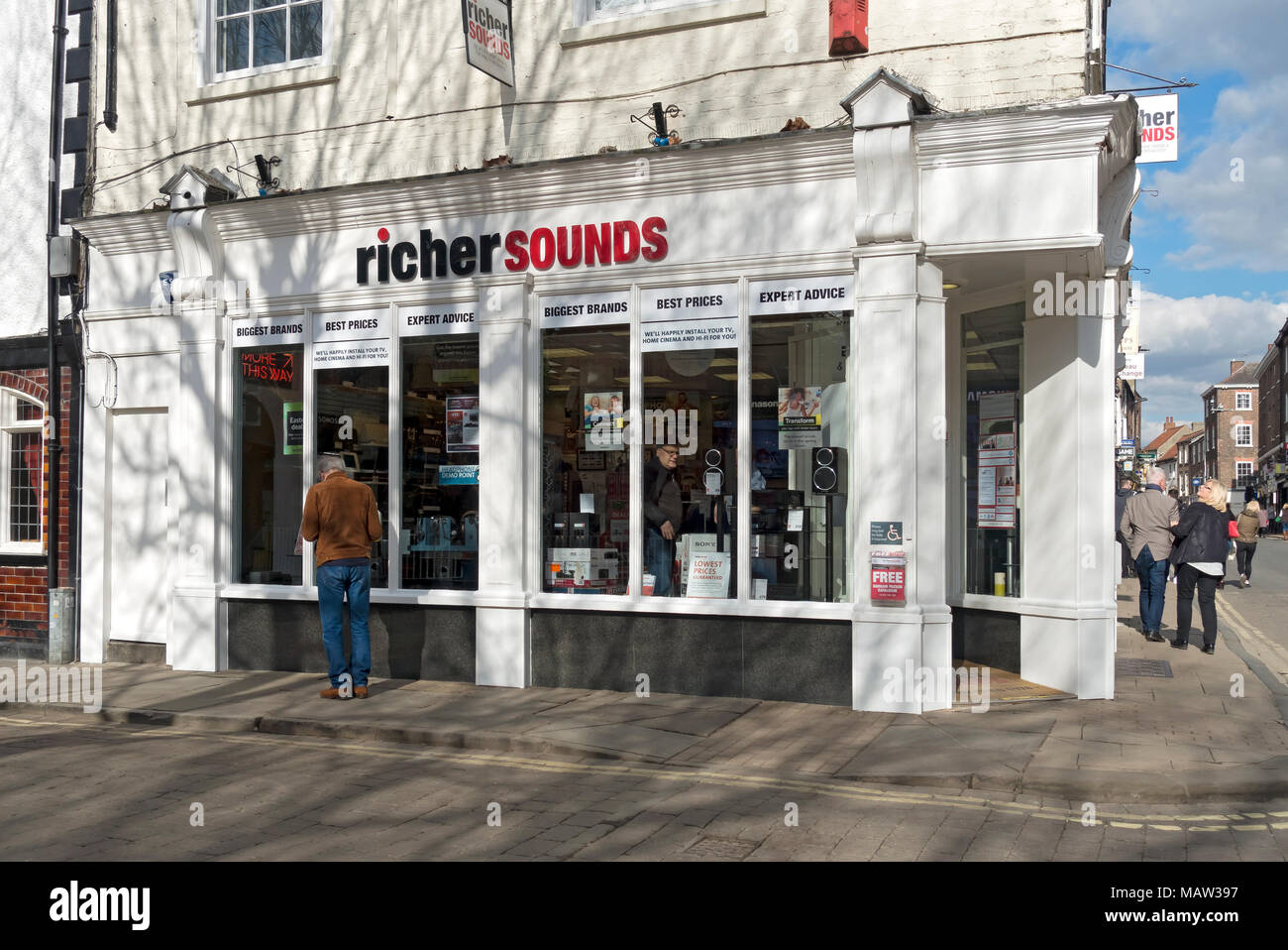 Richer sounds shop store shopfront in the city town centre York North Yorkshire England UK United Kingdom GB Great Britain Stock Photo