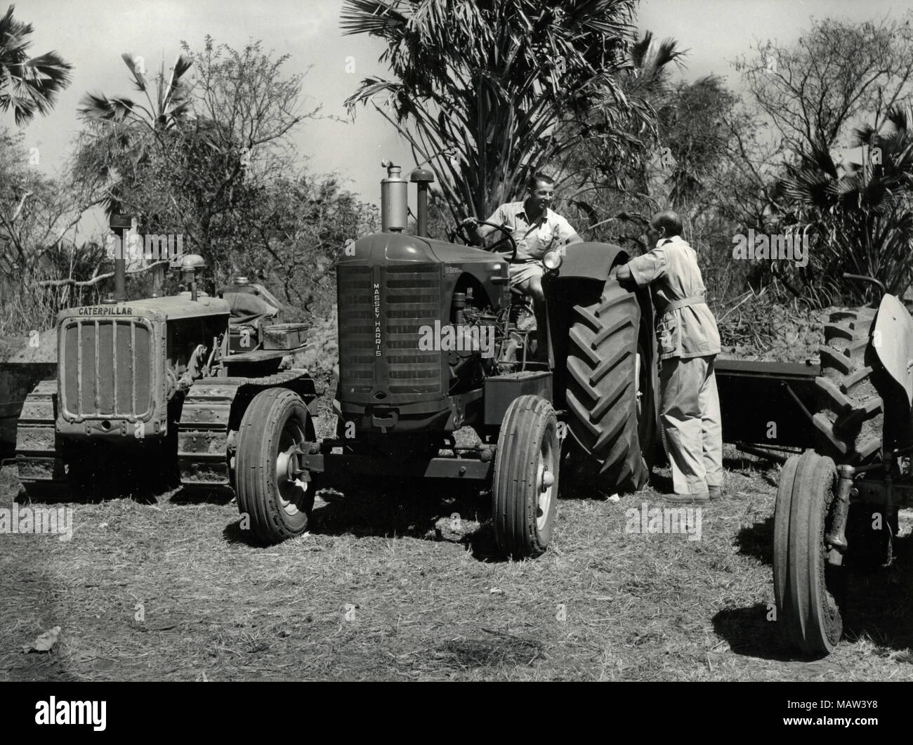Tractor, Rhodesian Selection Trust, Kafue Pilot Polder, Zambia, South Rhodesia 1957 Stock Photo