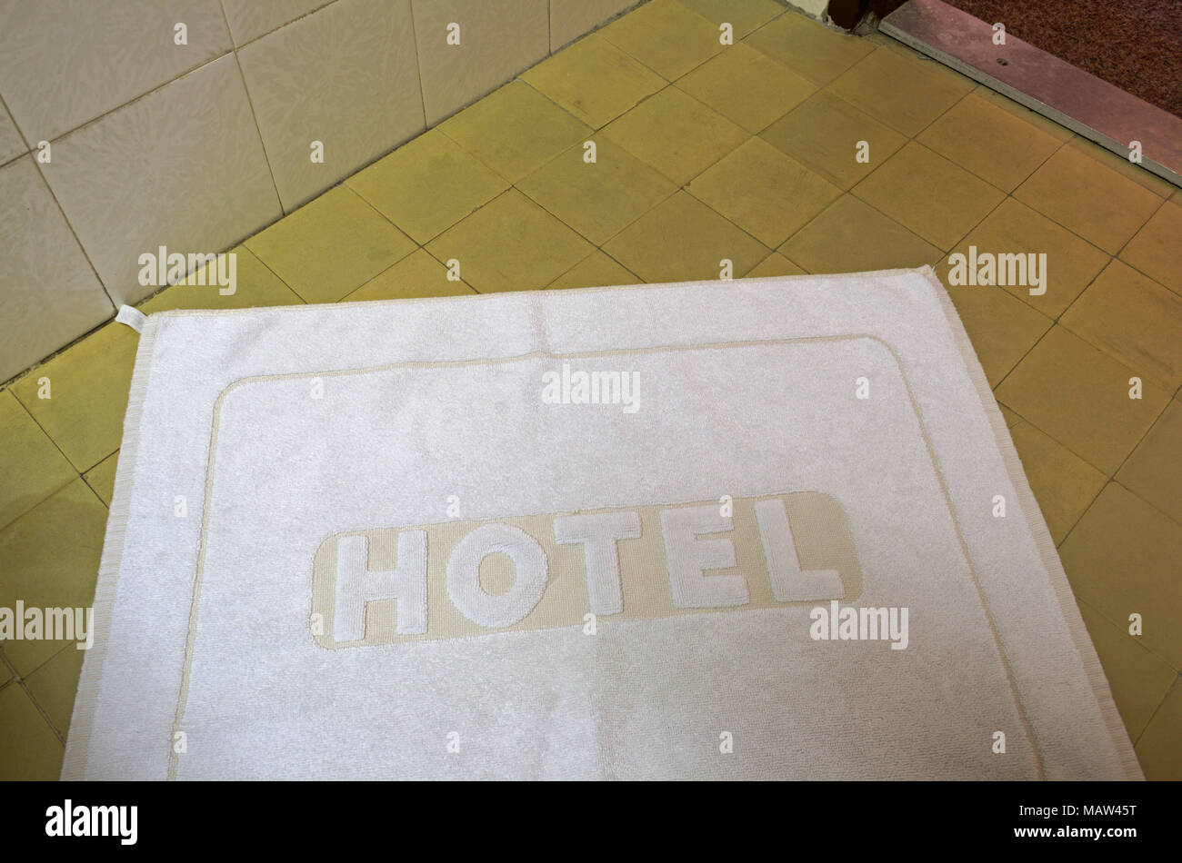 hotel floor mat in the bathroom Stock Photo Alamy