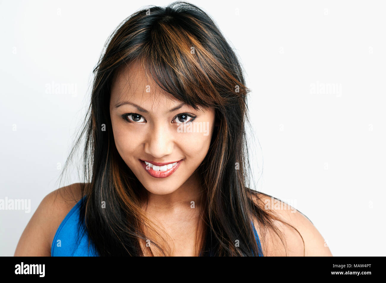 A headshot of a young woman. Stock Photo