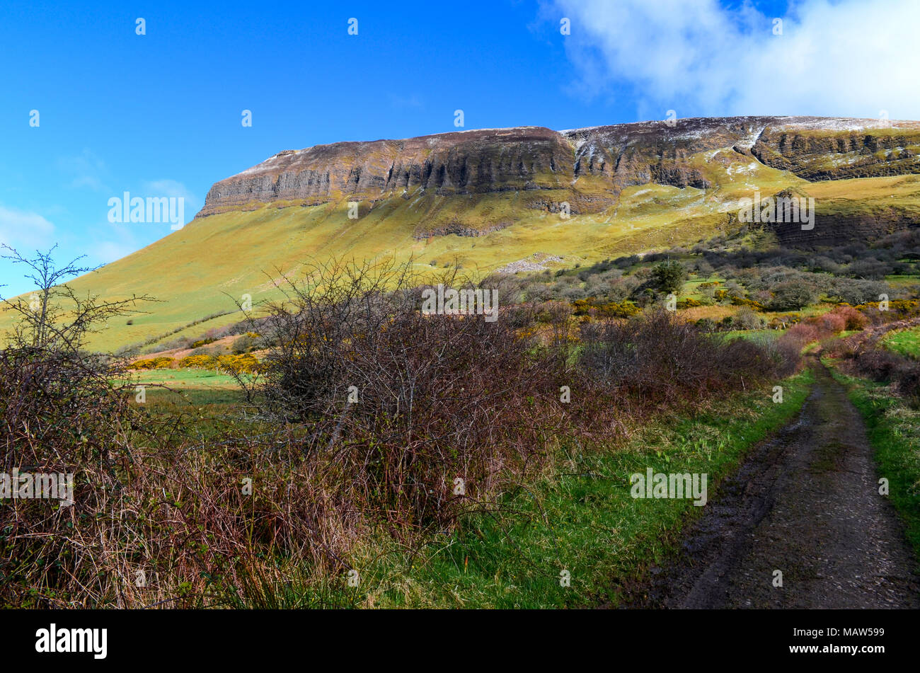 Benbulben table mountain landscape sligo ireland irish travel attraction wild atlantic Stock Photo