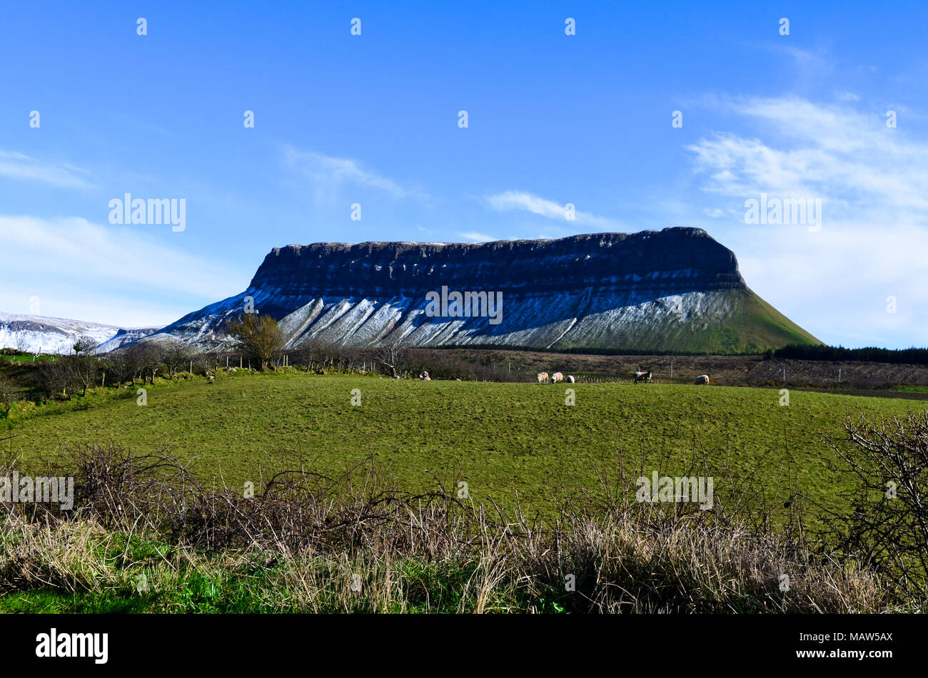 Benbulben table mountain landscape sligo ireland irish travel attraction wild atlantic Stock Photo