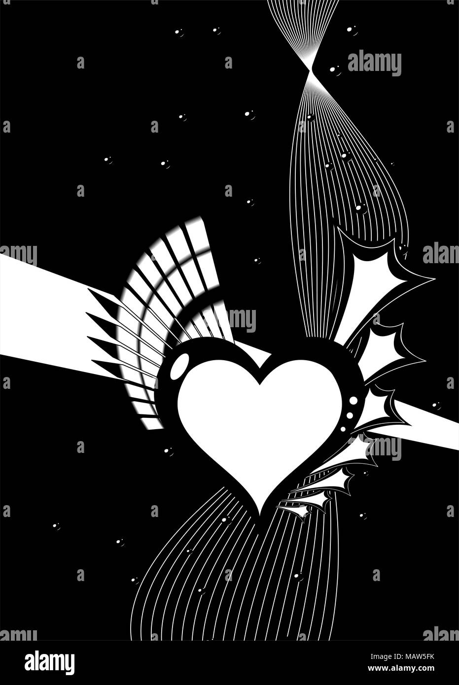 Black and white vector heart design, vertical Stock Vector Image & Art