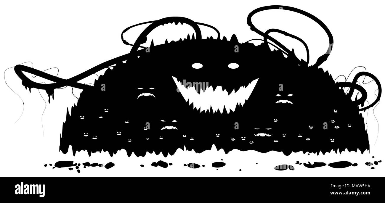 Vector grunge monsters design element, horizontal Stock Vector