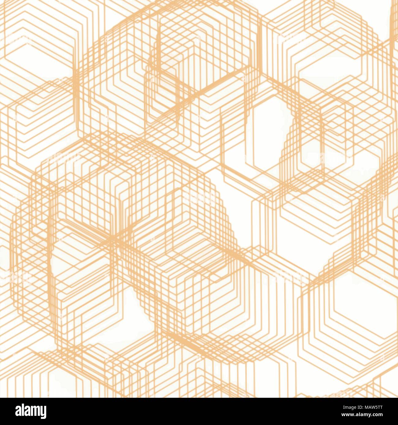 yellow watercolor hexagon grid background pattern, vector illustration Stock Vector