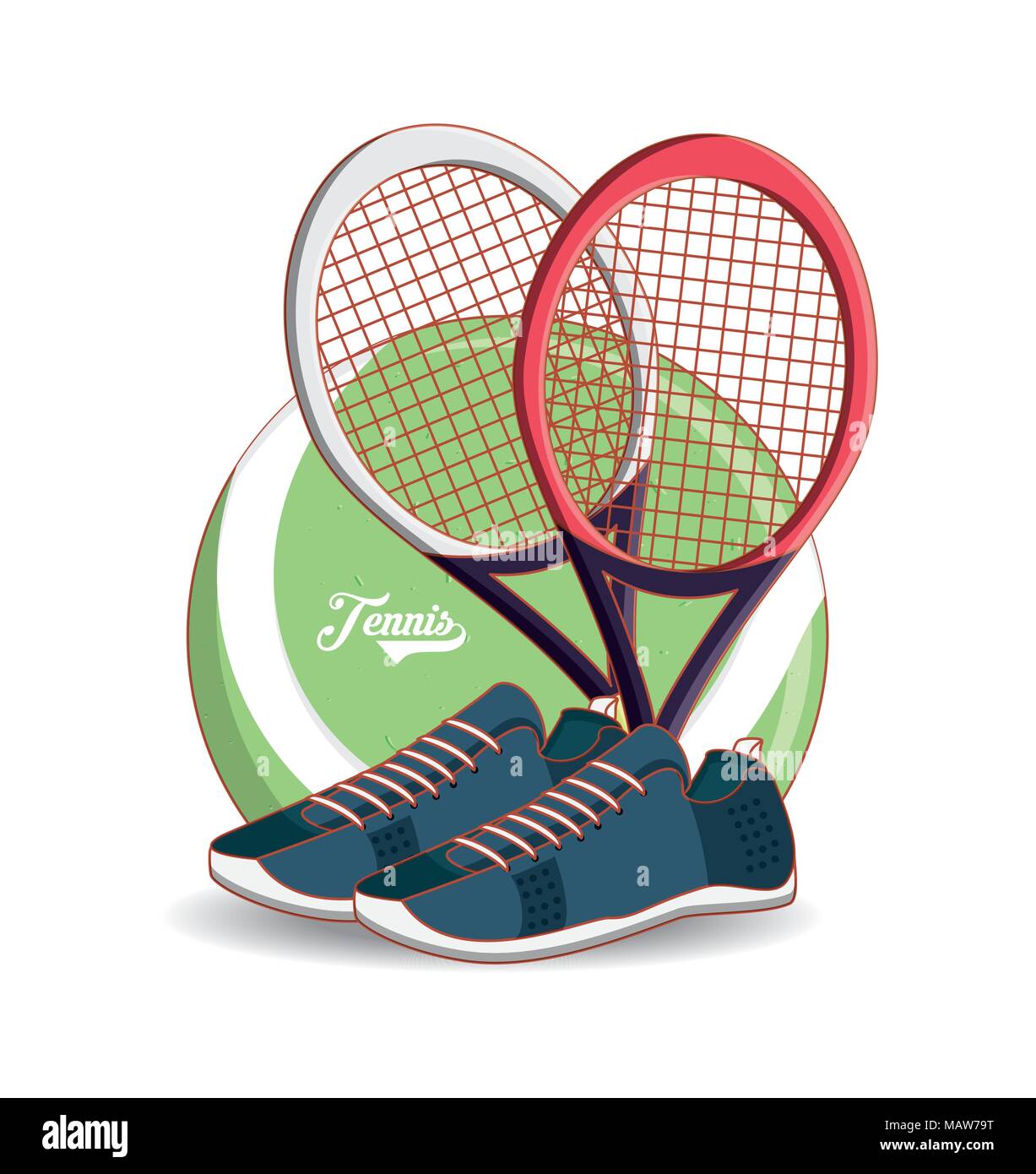 racket and shoes to play tennis sport vector illustration design Stock