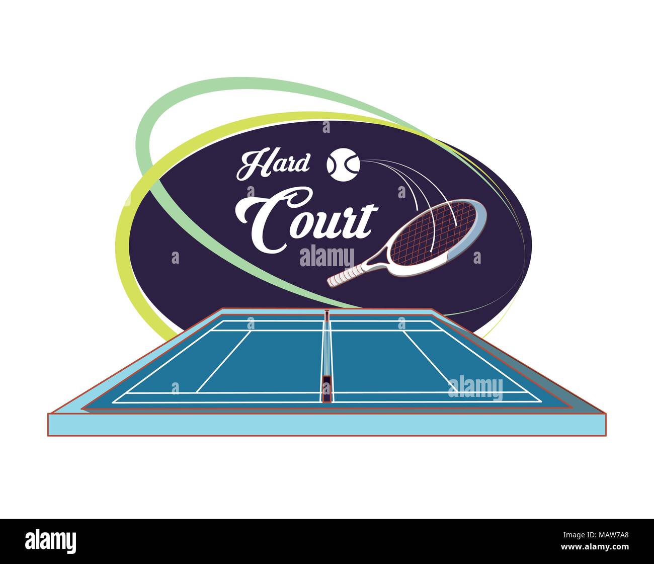 courts of tennis sport with racket and ball vector illustration design ...