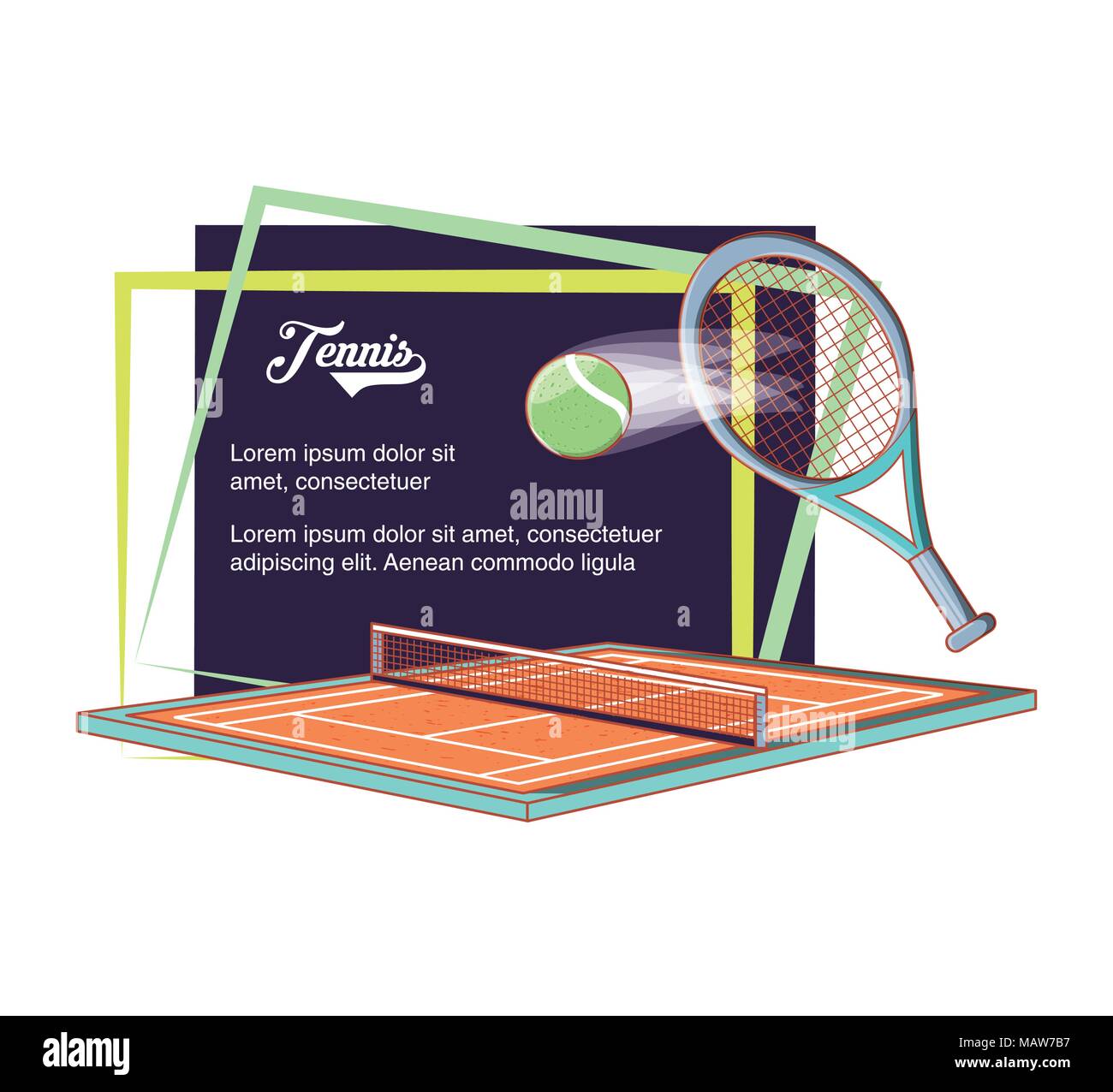 courts of tennis sport with racket and ball vector illustration design ...