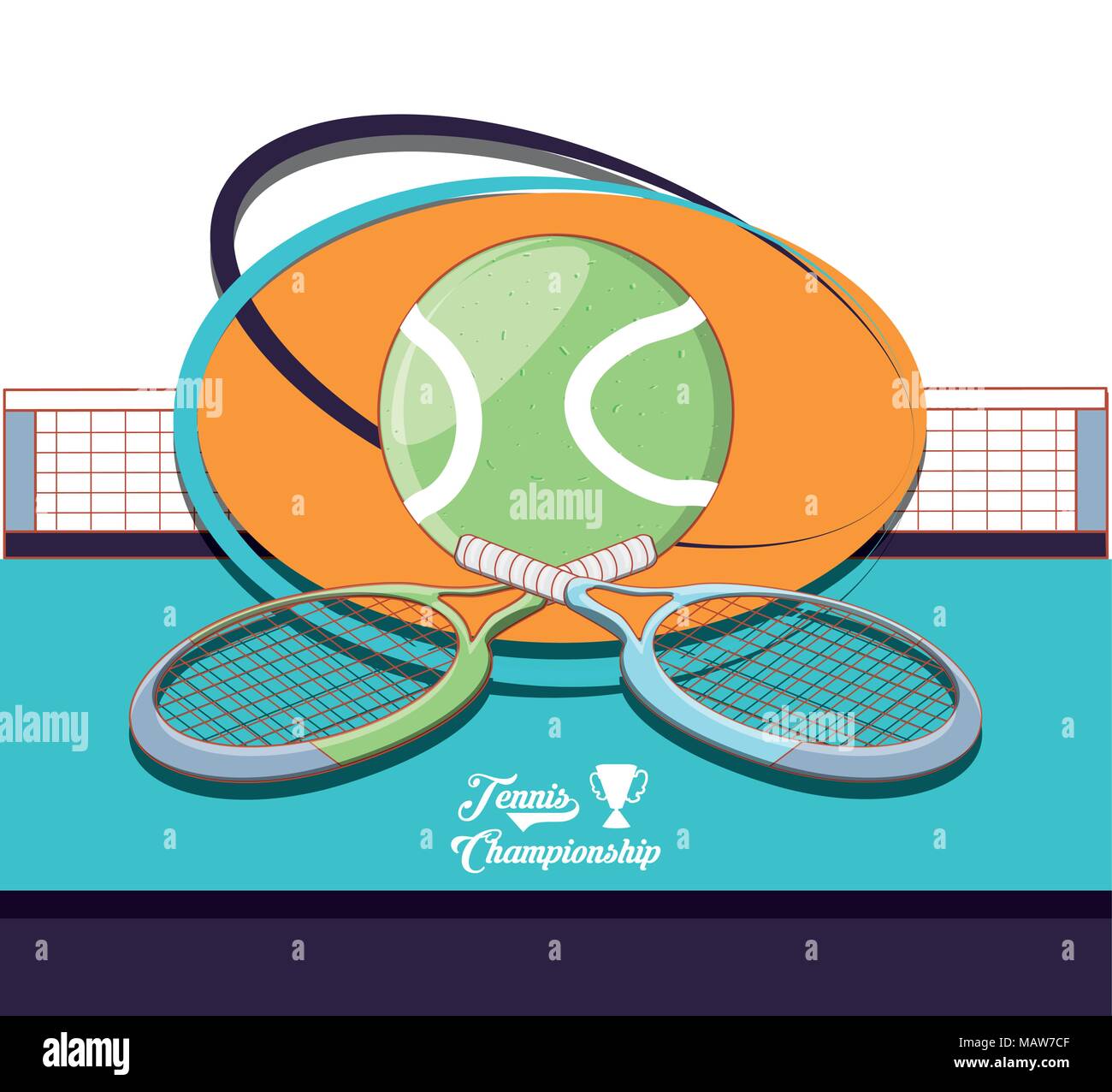 racket and ball to play tennis sport vector illustration design Stock ...