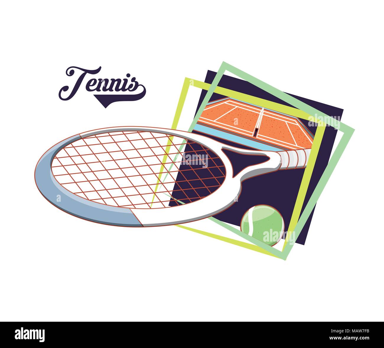 racket and ball to play tennis sport vector illustration design Stock ...
