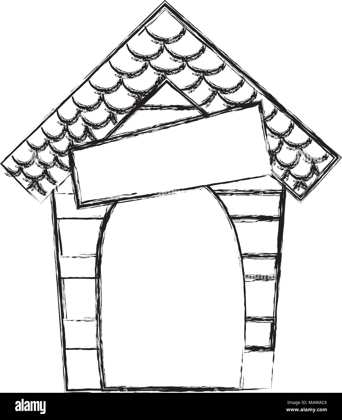 grunge wood dog house protection object vector illustration Stock