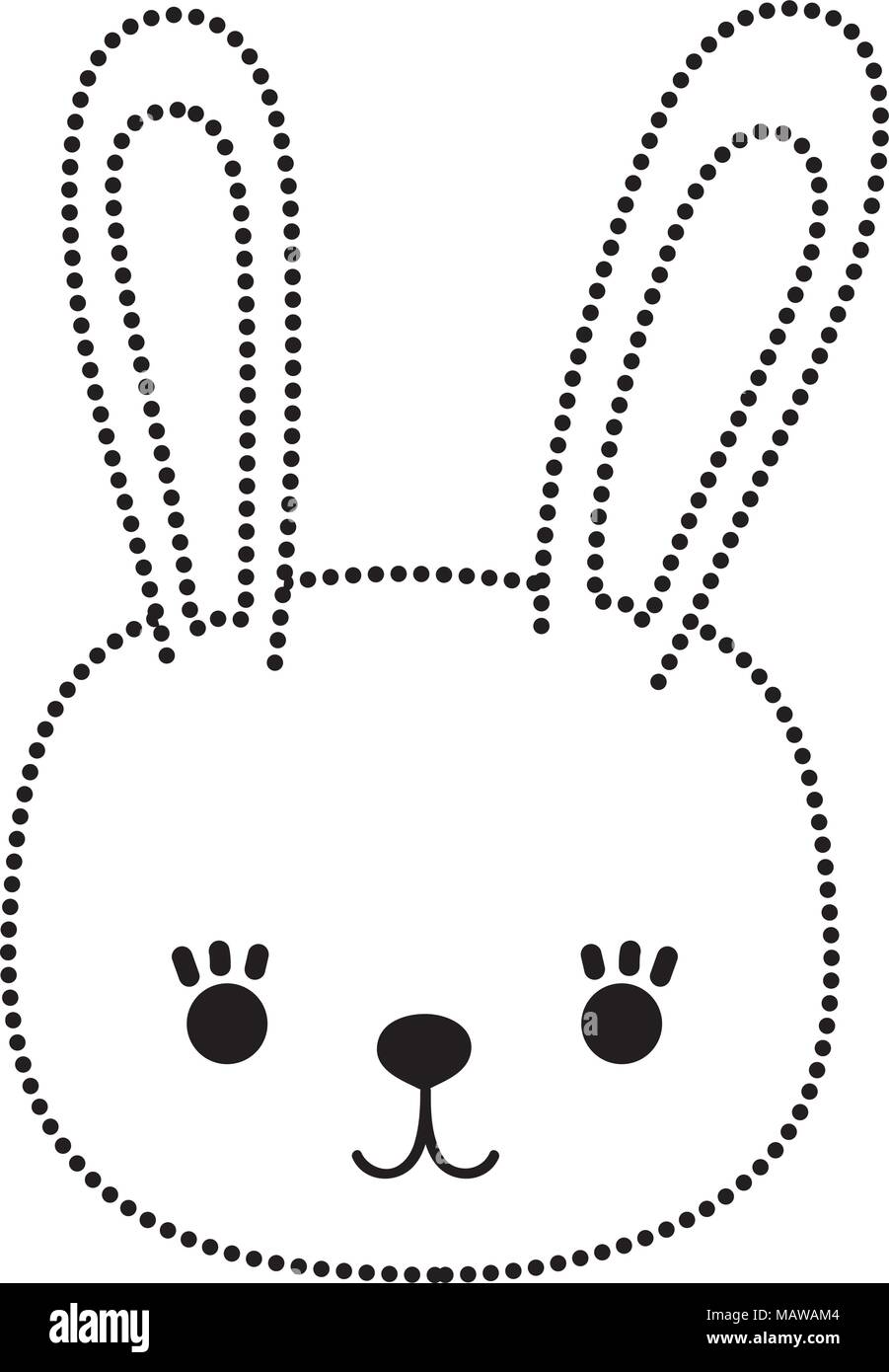 dotted shape rabbit head cute wild animal vector illustration Stock ...