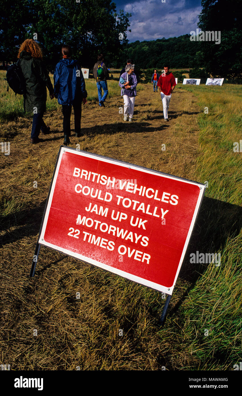 Environmental Information Sign, Art Bypass, Newbury Bypass Protest, Newbury, Isle of Wight, England, UK, GB. Stock Photo