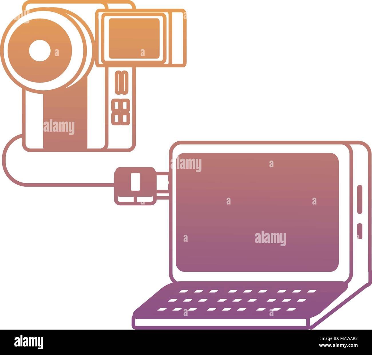 Camera Plugged In camera plugged into a laptop over white background, colorful design ...
