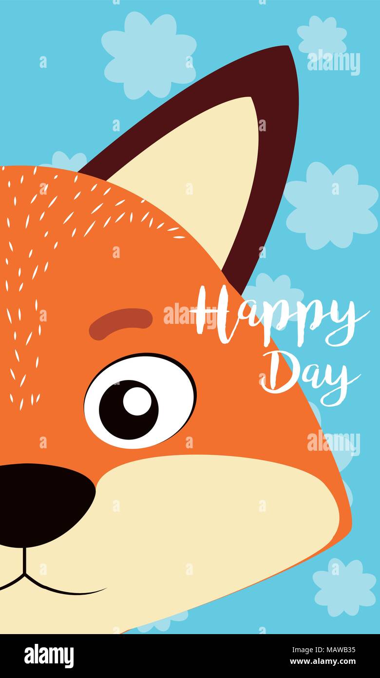 Fox Cute animal cartoon card Stock Vector Image & Art - Alamy