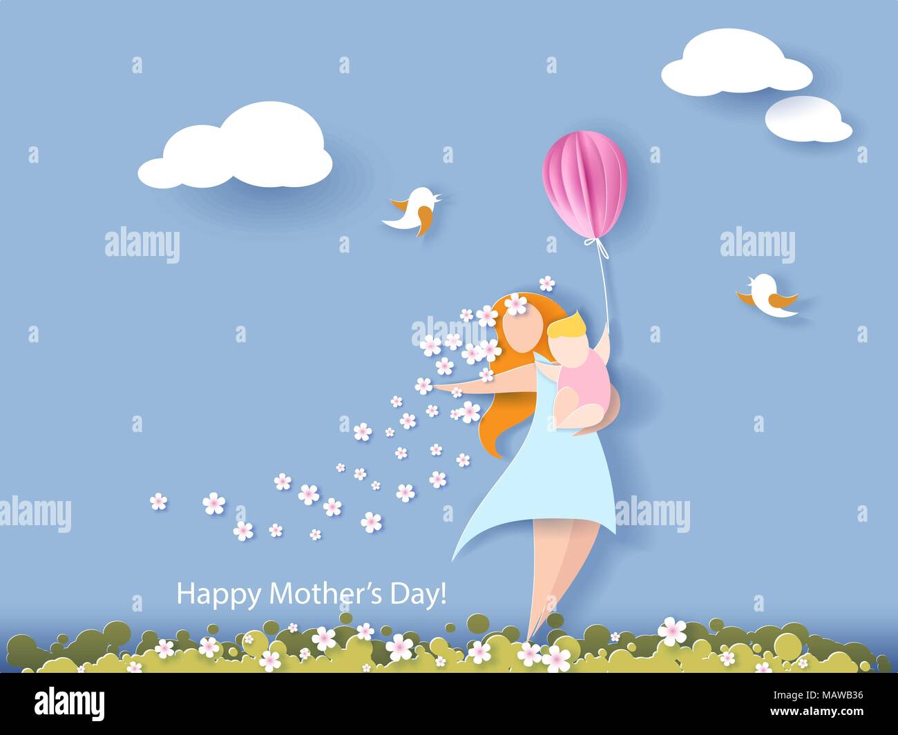 Happy mothers day card. Paper cut style Stock Vector Image & Art - Alamy